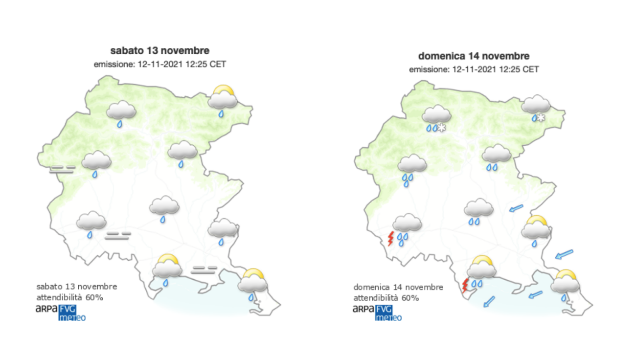 Immagine per Meteo, cielo nuvoloso sul Fvg con possibili piogge sparse